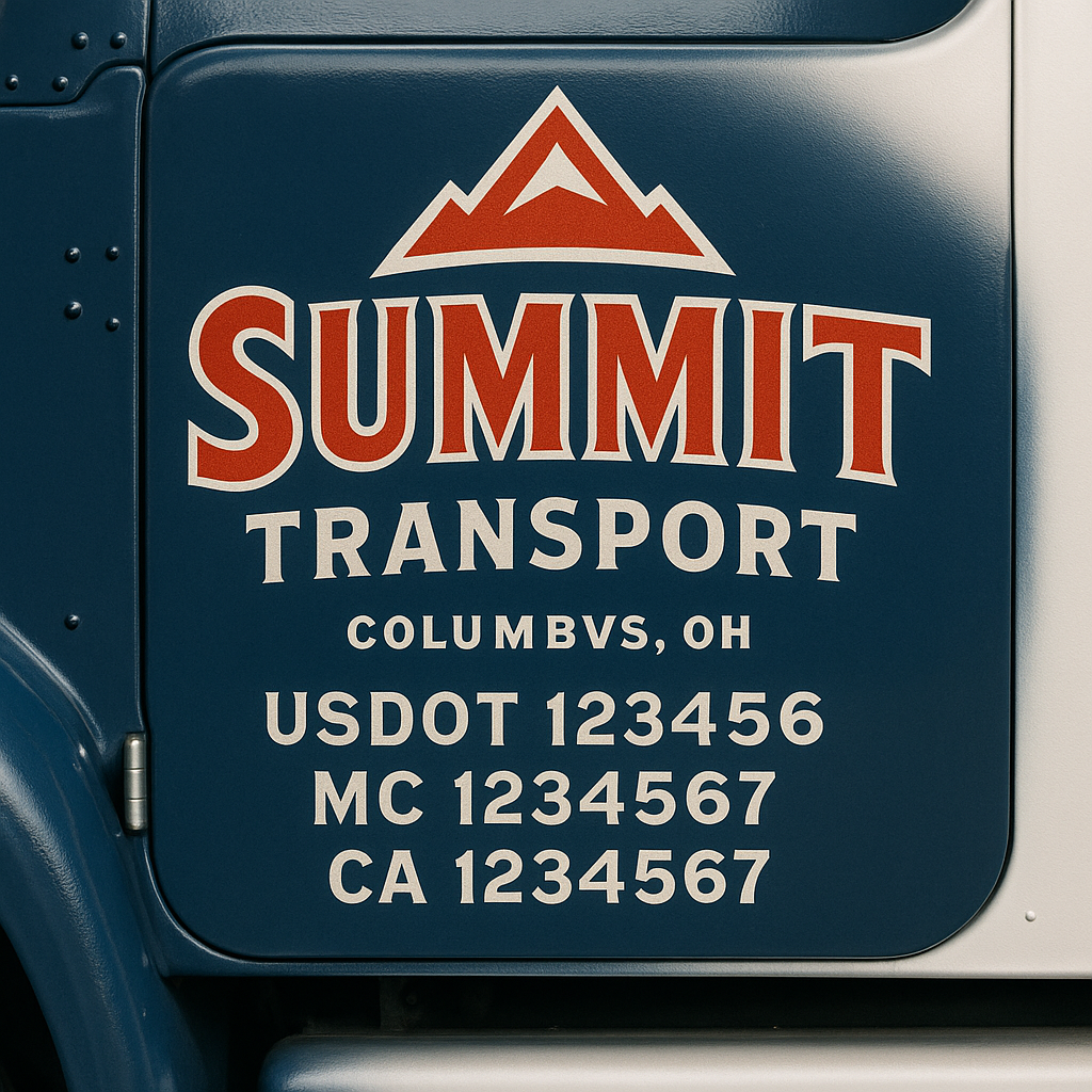 Custom Truck Door Decal Sticker Signs | Trucking or Business Name with City, USDOT, MC, CA Lettering Truck Signs