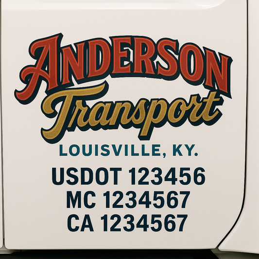 Custom Truck Door Decal Sticker Signs | Trucking or Business Name with City, USDOT, MC, CA Lettering Truck Signs