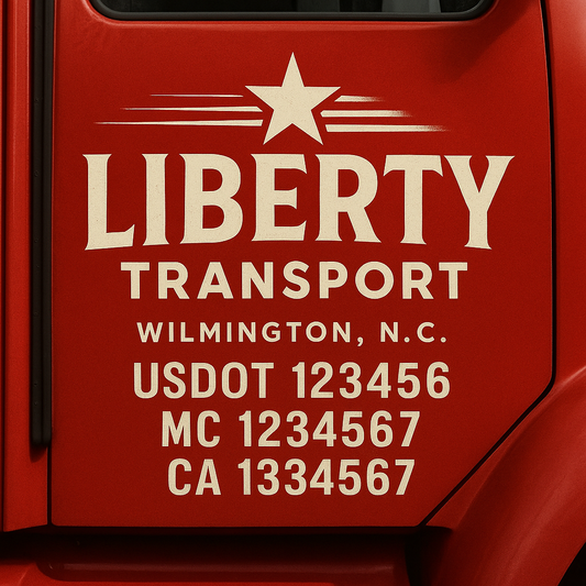 Custom Truck Door Decal Sticker Signs | Trucking or Business Name with City, USDOT, MC, CA Lettering Truck Signs
