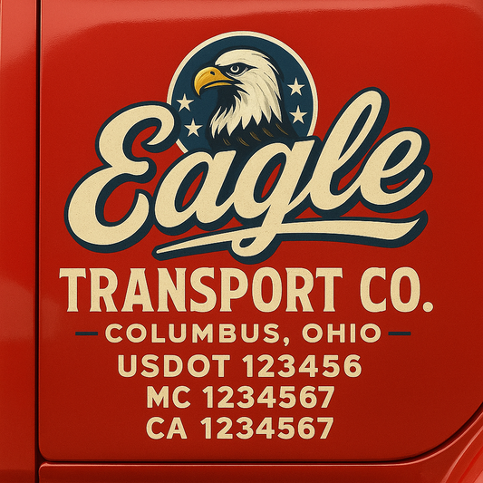 Custom Truck Door Decal Sticker Signs | Trucking or Business Name with City, USDOT, MC, CA Lettering Truck Signs