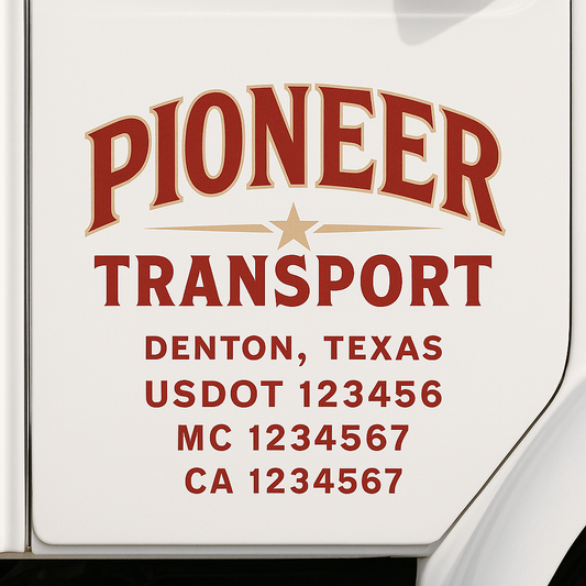 Custom Truck Door Decal Sticker Signs | Trucking or Business Name with City, USDOT, MC, CA Lettering Truck Signs