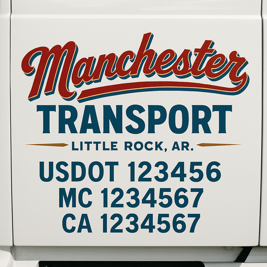 Custom Truck Door Decal Sticker Signs | Trucking or Business Name with City, USDOT, MC, CA Lettering Truck Signs