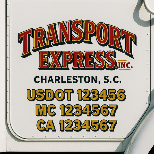 Custom Truck Door Decal Sticker Signs | Trucking or Business Name with City, USDOT, MC, CA Lettering Truck Signs