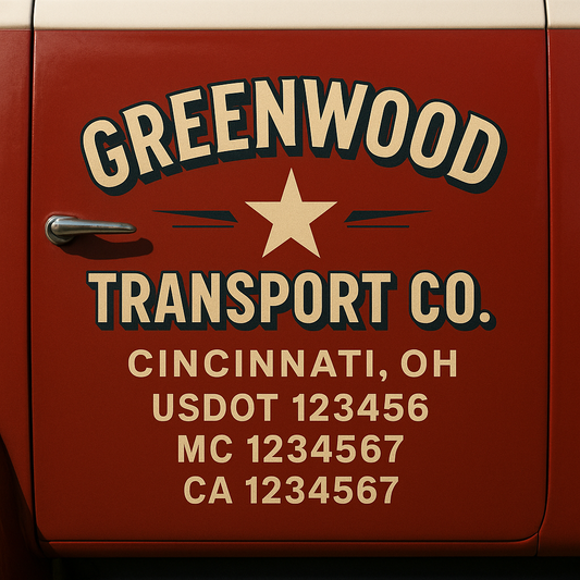 Custom Truck Door Decal Sticker Signs | Trucking or Business Name with City, USDOT, MC, CA Lettering Truck Signs