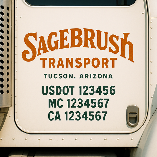 Custom Truck Door Decal Sticker Signs | Trucking or Business Name with City, USDOT, MC, CA Lettering Truck Signs