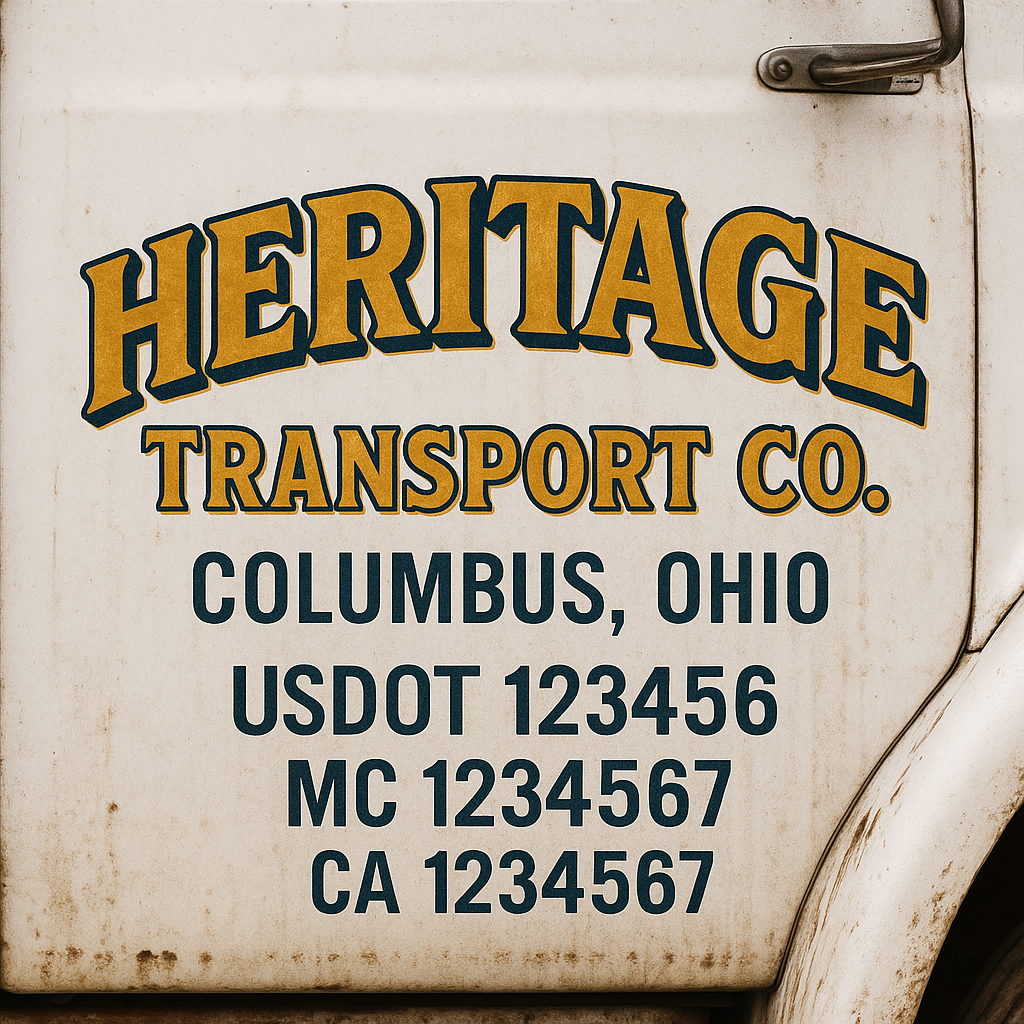 Custom Truck Door Decal Sticker Signs | Trucking or Business Name with City, USDOT, MC, CA Lettering Truck Signs