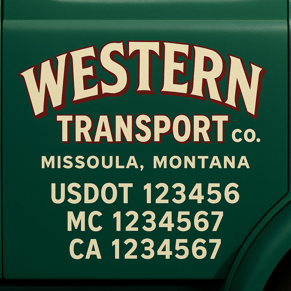 Custom Truck Door Decal Sticker Signs | Trucking or Business Name with City, USDOT, MC, CA Lettering Truck Signs