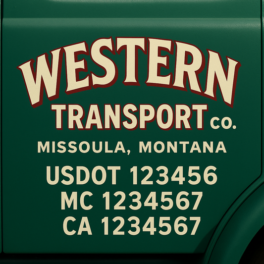Custom Truck Door Decal Sticker Signs | Trucking or Business Name with City, USDOT, MC, CA Lettering Truck Signs