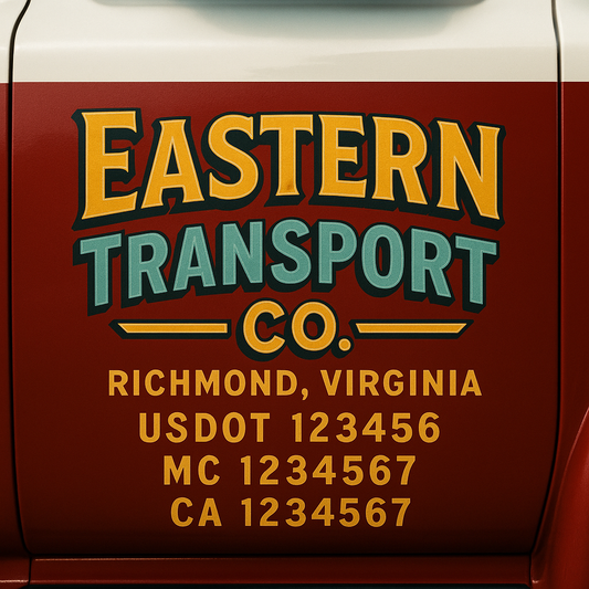 Custom Truck Door Decal Sticker Signs | Trucking or Business Name with City, USDOT, MC, CA Lettering Truck Signs