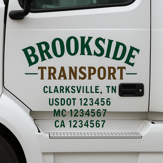 Custom Truck Door Decal Sticker Signs | Trucking or Business Name with City, USDOT, MC, CA Lettering Truck Signs
