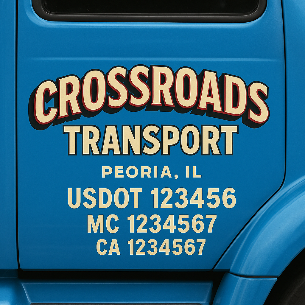 Custom Truck Door Decal Sticker Signs | Trucking or Business Name with City, USDOT, MC, CA Lettering Truck Signs