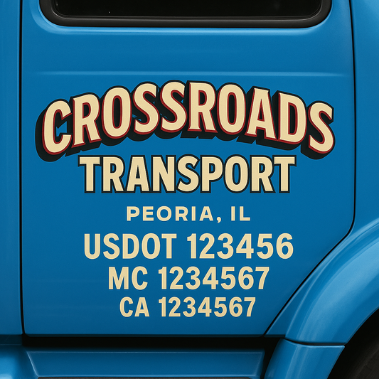 Custom Truck Door Decal Sticker Signs | Trucking or Business Name with City, USDOT, MC, CA Lettering Truck Signs