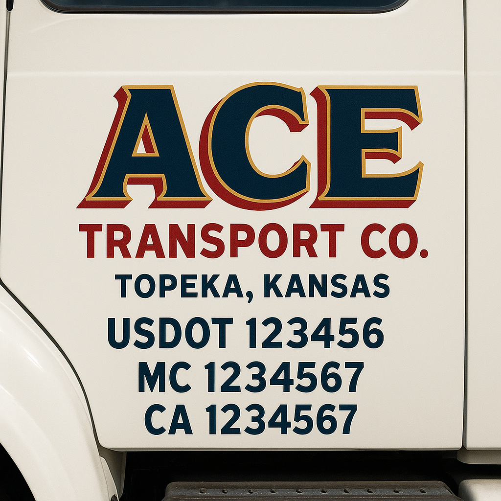 Custom Truck Door Decal Sticker Signs | Trucking or Business Name with City, USDOT, MC, CA Lettering Truck Signs