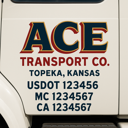 Custom Truck Door Decal Sticker Signs | Trucking or Business Name with City, USDOT, MC, CA Lettering Truck Signs