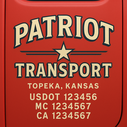 Custom Truck Door Decal Sticker Signs | Trucking or Business Name with City, USDOT, MC, CA Lettering Truck Signs