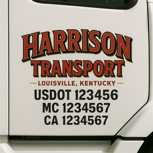 Custom Truck Door Decal Sticker Signs | Trucking or Business Name with City, USDOT, MC, CA Lettering Truck Signs