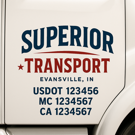 Custom Truck Door Decal Sticker Signs | Trucking or Business Name with City, USDOT, MC, CA Lettering Truck Signs