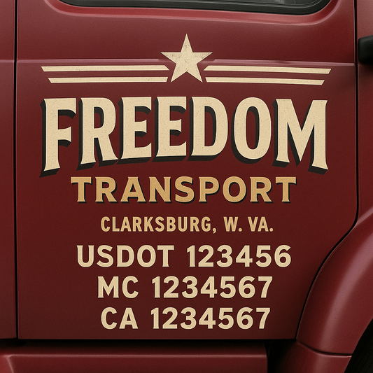 Custom Truck Door Decal Sticker Signs | Trucking or Business Name with City, USDOT, MC, CA Lettering Truck Signs