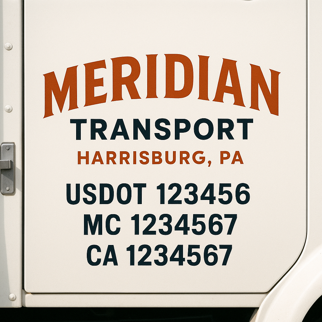 Custom Truck Door Decal Sticker Signs | Trucking or Business Name with City, USDOT, MC, CA Lettering Truck Signs