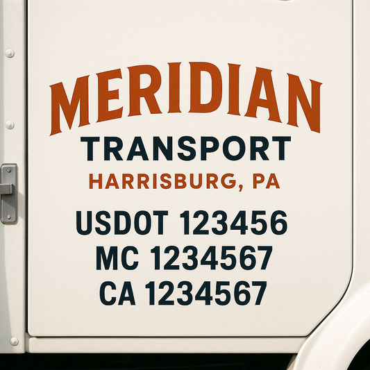 Custom Truck Door Decal Sticker Signs | Trucking or Business Name with City, USDOT, MC, CA Lettering Truck Signs