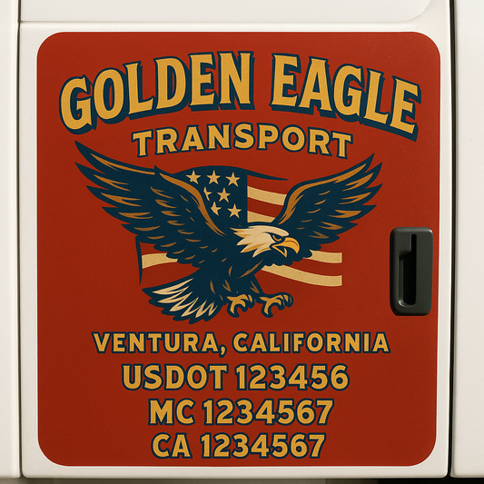 Custom Truck Door Decal Sticker Signs | Trucking or Business Name with City, USDOT, MC, CA Lettering Truck Signs