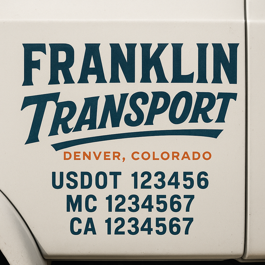 Custom Truck Door Decal Sticker Signs | Trucking or Business Name with City, USDOT, MC, CA Lettering Truck Signs