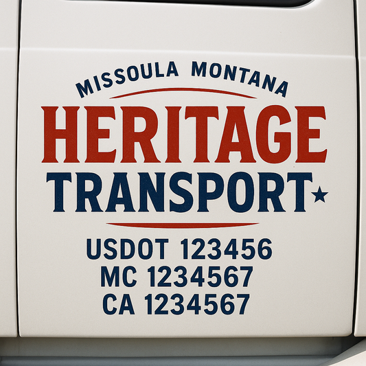 Custom Truck Door Decal Sticker Signs | Trucking or Business Name with City, USDOT, MC, CA Lettering Truck Signs