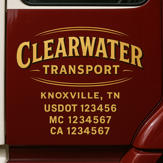 Custom Truck Door Decal Sticker Signs | Trucking or Business Name with City, USDOT, MC, CA Lettering Truck Signs