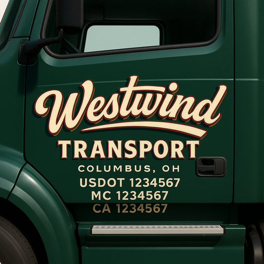 Custom Truck Door Decal Sticker Signs | Trucking or Business Name with City, USDOT, MC, CA Lettering Truck Signs