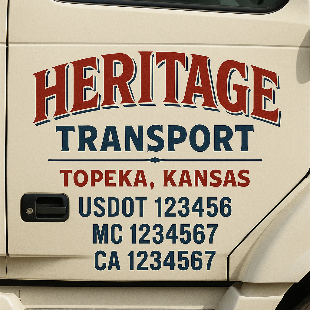 Custom Truck Door Decal Sticker Signs | Trucking or Business Name with City, USDOT, MC, CA Lettering Truck Signs