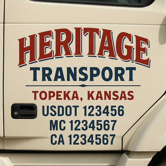 Custom Truck Door Decal Sticker Signs | Trucking or Business Name with City, USDOT, MC, CA Lettering Truck Signs