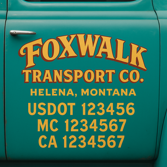 Custom Truck Door Decal Sticker Signs | Trucking or Business Name with City, USDOT, MC, CA Lettering Truck Signs