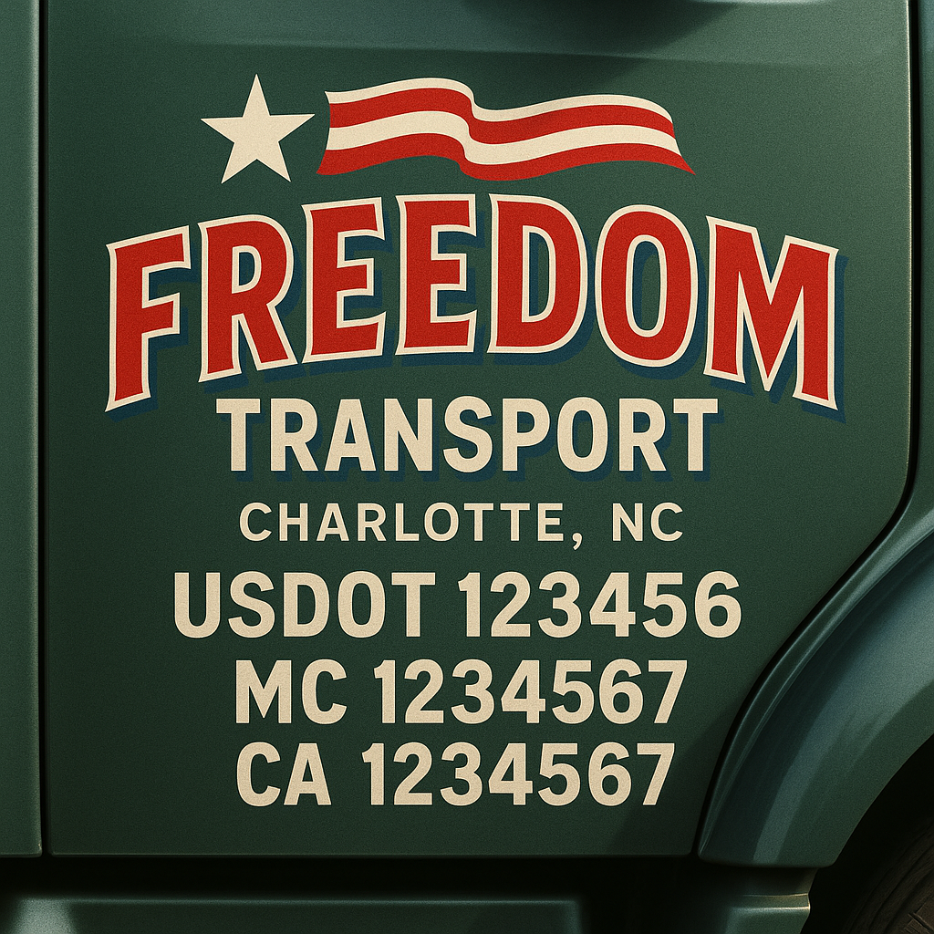 Custom Truck Door Decal Sticker Signs | Trucking or Business Name with City, USDOT, MC, CA Lettering Truck Signs