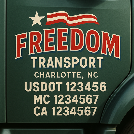 Custom Truck Door Decal Sticker Signs | Trucking or Business Name with City, USDOT, MC, CA Lettering Truck Signs