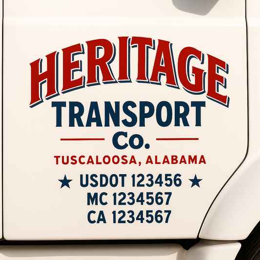 Custom Truck Door Decal Sticker Signs | Trucking or Business Name with City, USDOT, MC, CA Lettering Truck Signs