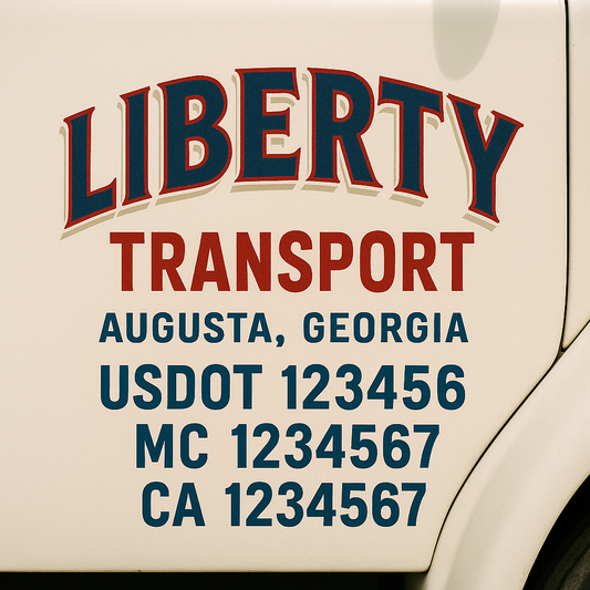 Custom Truck Door Decal Sticker Signs | Trucking or Business Name with City, USDOT, MC, CA Lettering Truck Signs