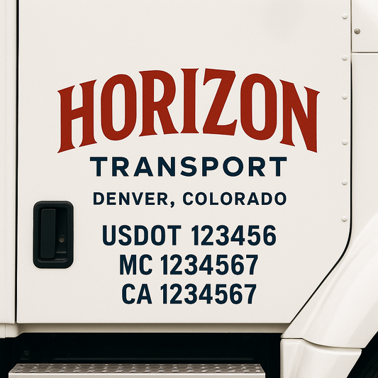 Custom Truck Door Decal Sticker Signs | Trucking or Business Name with City, USDOT, MC, CA Lettering Truck Signs