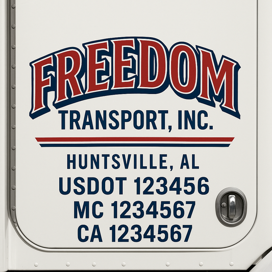 Custom Truck Door Decal Sticker Signs | Trucking or Business Name with City, USDOT, MC, CA Lettering Truck Signs