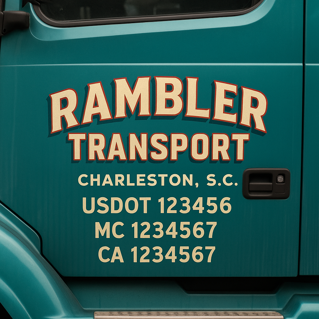 Custom Truck Door Decal Sticker Signs | Trucking or Business Name with City, USDOT, MC, CA Lettering Truck Signs