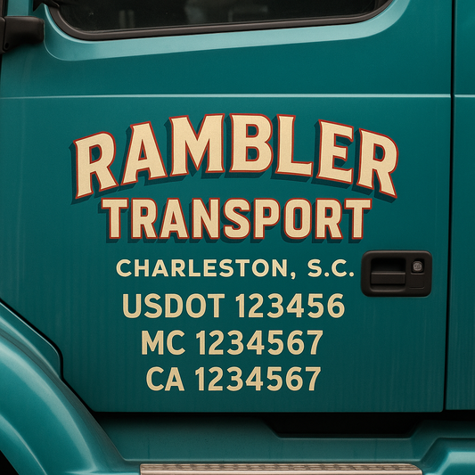 Custom Truck Door Decal Sticker Signs | Trucking or Business Name with City, USDOT, MC, CA Lettering Truck Signs