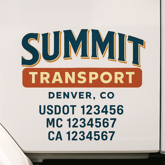 Custom Truck Door Decal Sticker Signs | Trucking or Business Name with City, USDOT, MC, CA Lettering Truck Signs