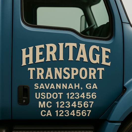 Custom Truck Door Decal Sticker Signs | Trucking or Business Name with City, USDOT, MC, CA Lettering Truck Signs