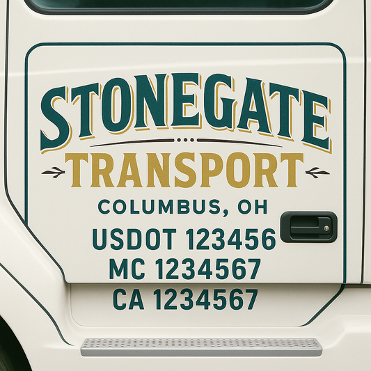 Custom Truck Door Decal Sticker Signs | Trucking or Business Name with City, USDOT, MC, CA Lettering Truck Signs