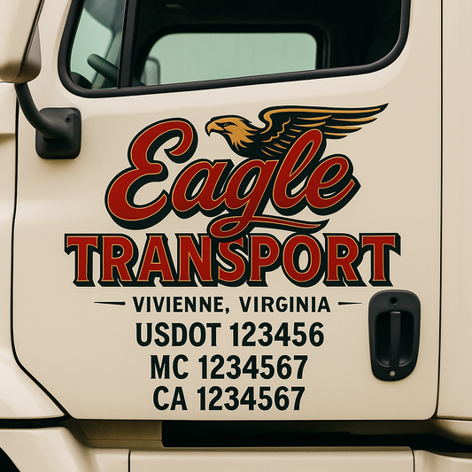 Custom Truck Door Decal Sticker Signs | Trucking or Business Name with City, USDOT, MC, CA Lettering Truck Signs