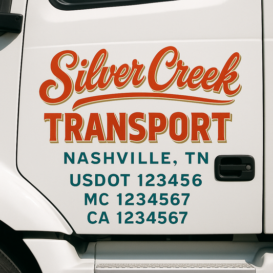 Custom Truck Door Decal Sticker Signs | Trucking or Business Name with City, USDOT, MC, CA Lettering Truck Signs