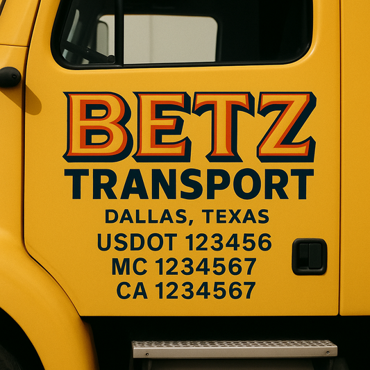 Custom Truck Door Decal Sticker Signs | Trucking or Business Name with City, USDOT, MC, CA Lettering Truck Signs