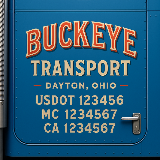 Custom Truck Door Decal Sticker Signs | Trucking or Business Name with City, USDOT, MC, CA Lettering Truck Signs