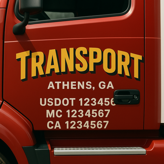 Custom Truck Door Decal Sticker Signs | Trucking or Business Name with City, USDOT, MC, CA Lettering Truck Signs