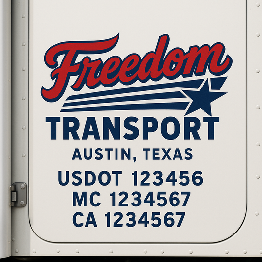 Custom Truck Door Decal Sticker Signs | Trucking or Business Name with City, USDOT, MC, CA Lettering Truck Signs