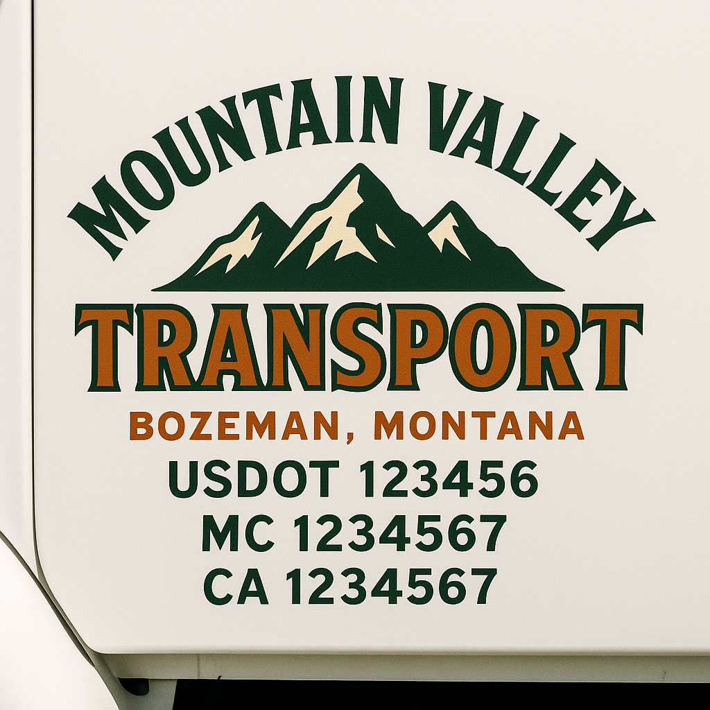 Custom Truck Door Decal Sticker Signs | Trucking or Business Name with City, USDOT, MC, CA Lettering Truck Signs